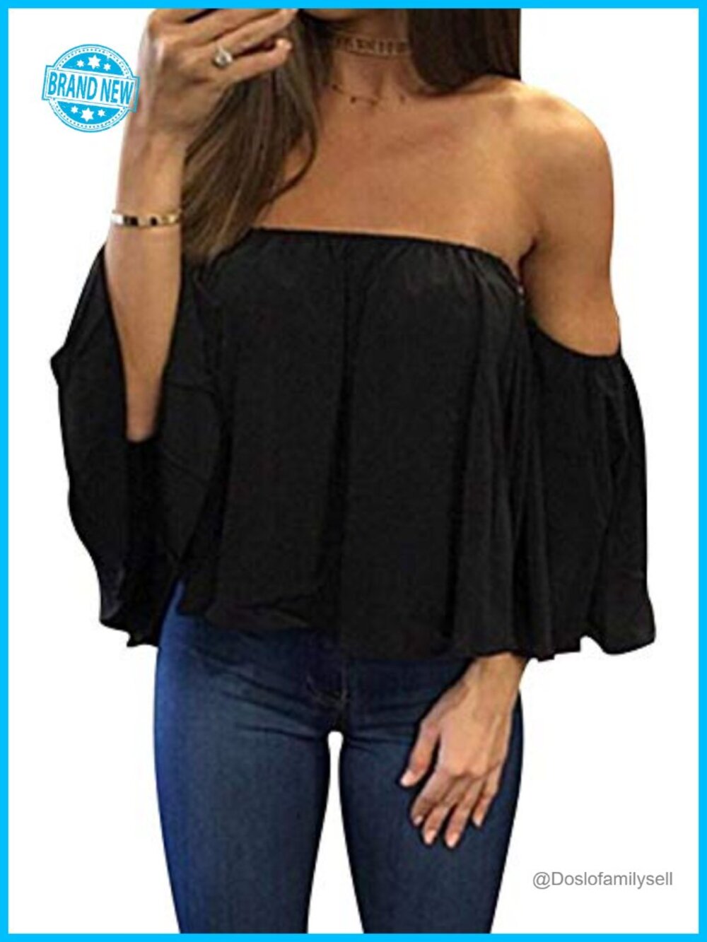 Chiffon Off Shoulder Blouse Short Sleeve Ruffle Women's Top